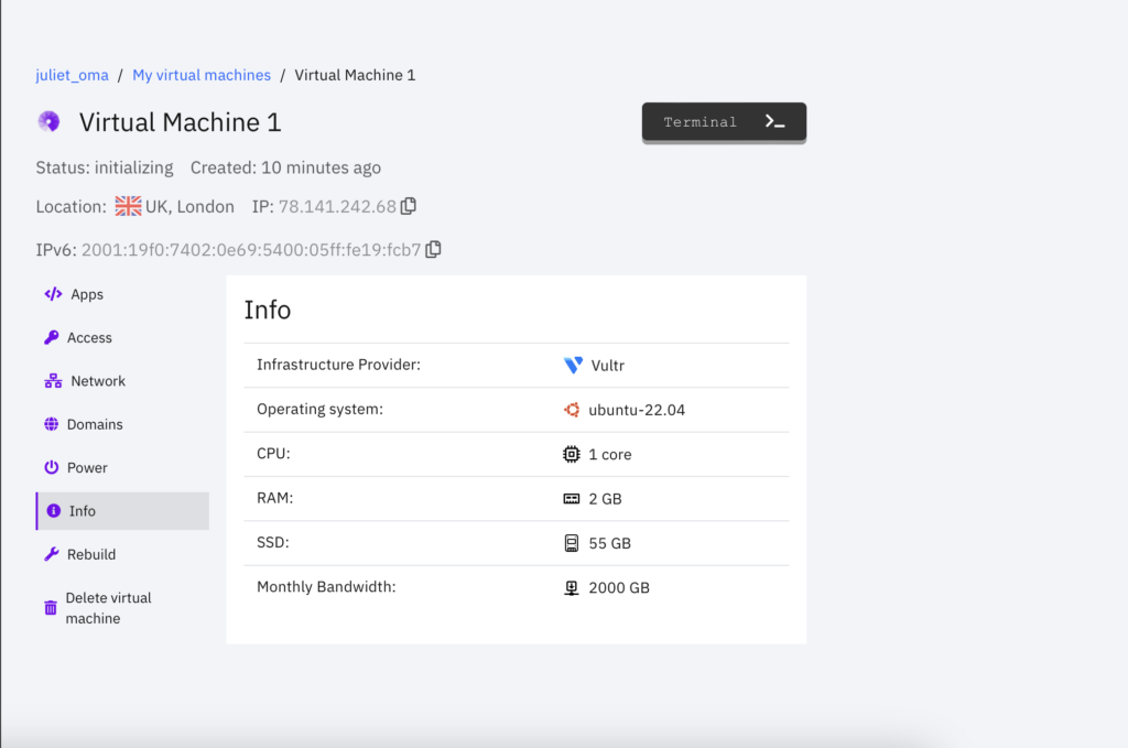 Creating a VM using Vultr provider